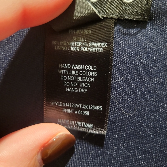 Womens navy and tan Polk a dot dress - Picture 4 of 4